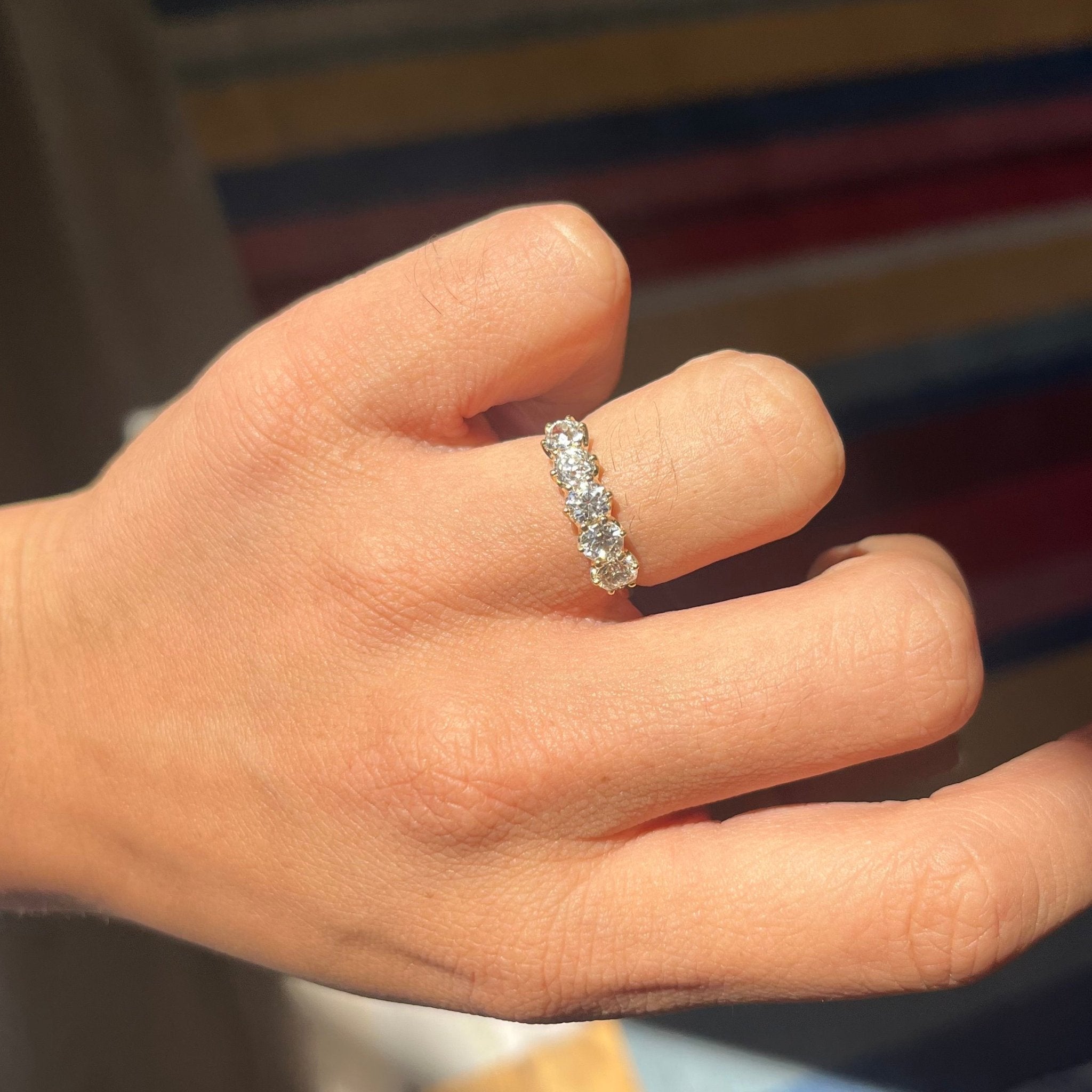 1.27ctw Old European Cut Diamond 5-Stone Half-Hoop Band