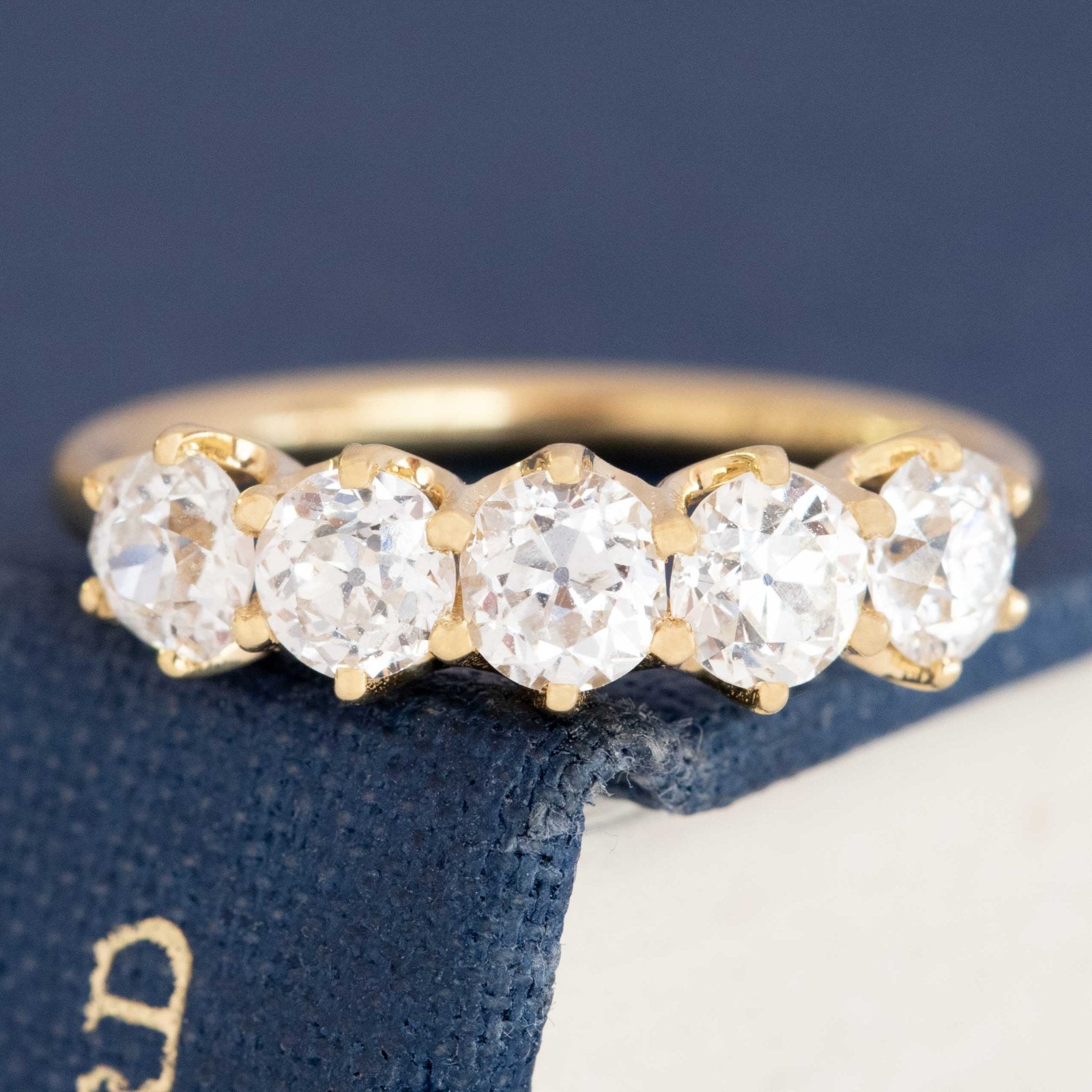1.27ctw Old European Cut Diamond 5-Stone Half-Hoop Band