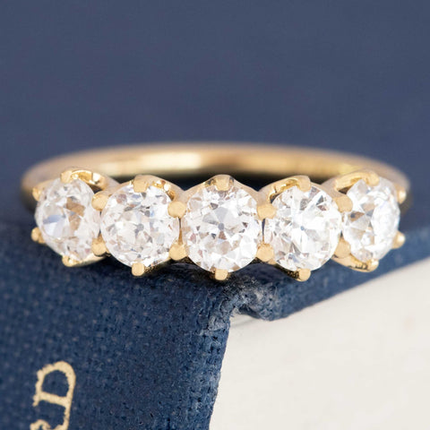 1.27ctw Old European Cut Diamond 5-Stone Half-Hoop Band