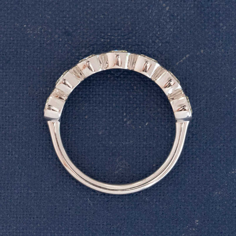 Side view of 1.27ctw Old European Cut Diamond Bezel Half-Hoop Band, natural Earth-mined Old European Cut Diamonds in platinum