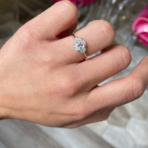 1.27ctw Oval Cut Diamond Trilogy Ring, GIA D VVS1