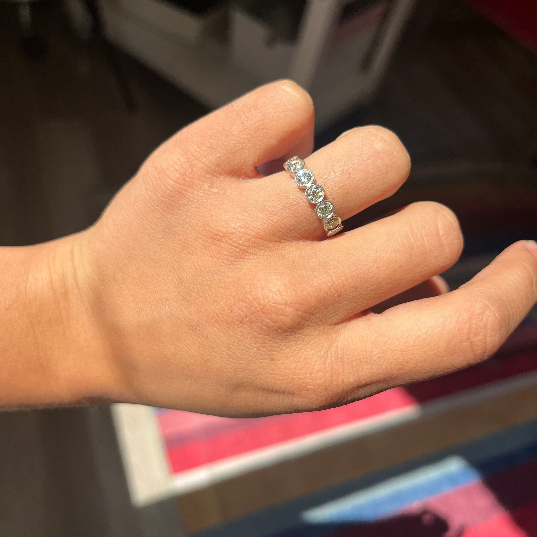 1.28ctw Old European Cut Diamond Bezel Half-Hoop Band