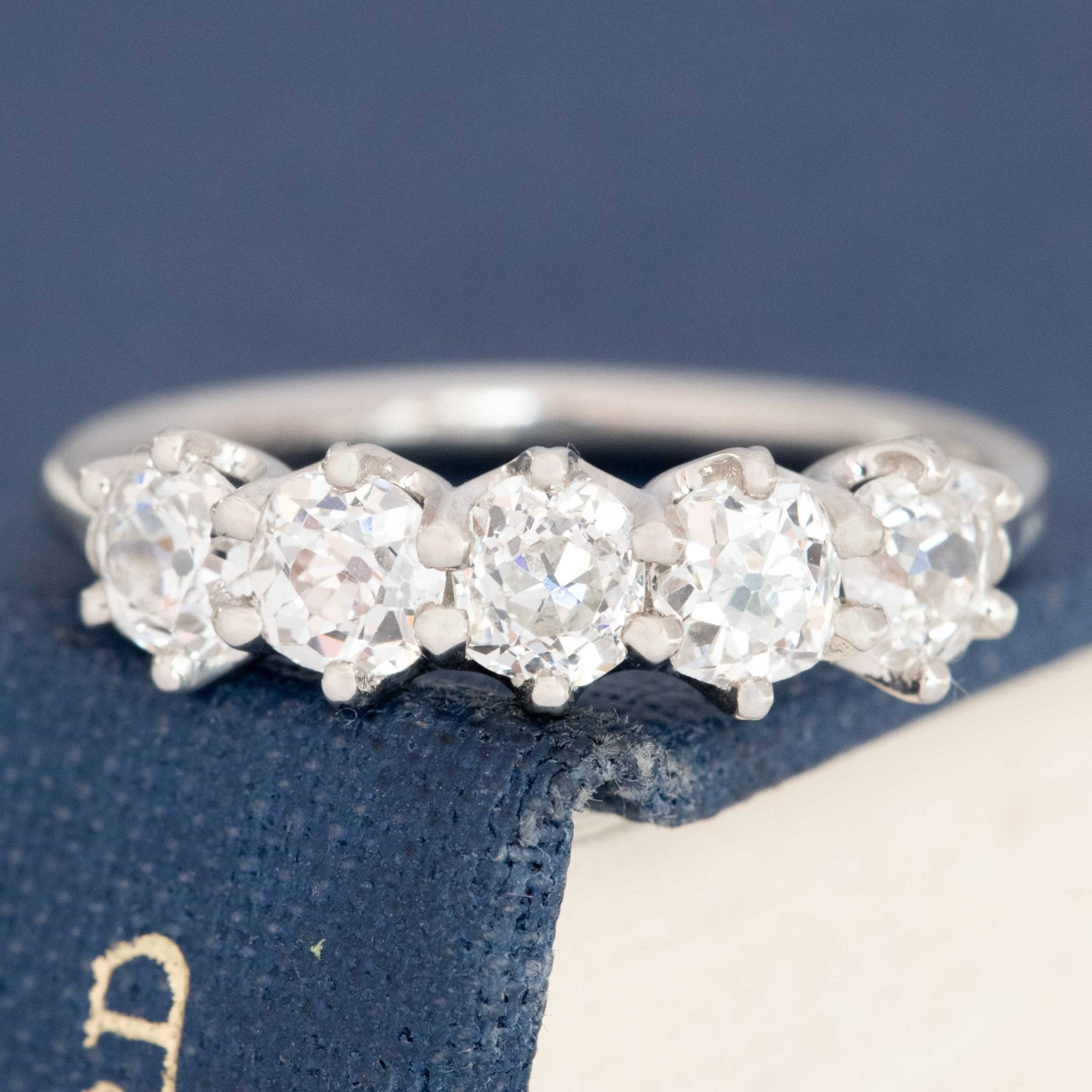 1.28ctw Old Mine Cut Diamond 5-Stone Band