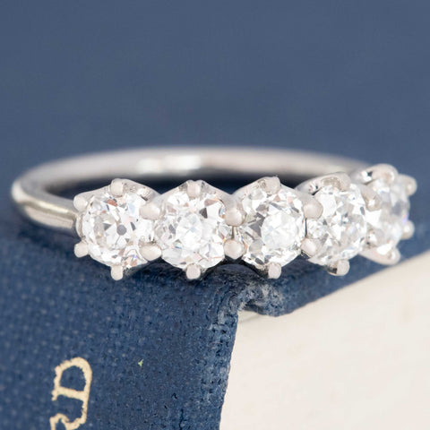 1.28ctw Old Mine Cut Diamond 5-Stone Band
