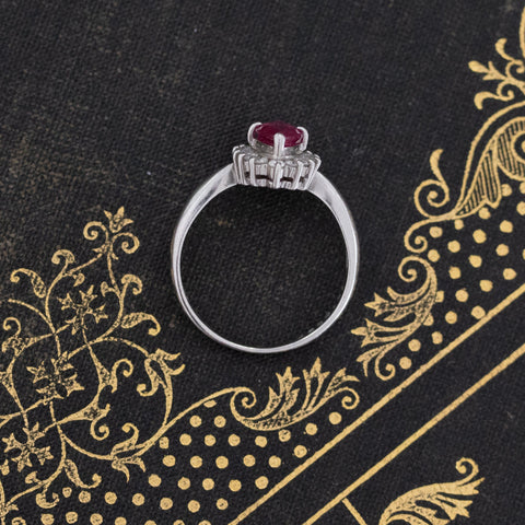 1.28ctw Pink Sapphire Diamond Halo Navette Ring