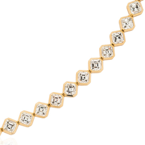 12.99ctw Asscher Cut Diamond Bezel Tennis Bracelet
