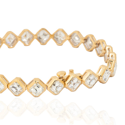12.99ctw Asscher Cut Diamond Bezel Tennis Bracelet