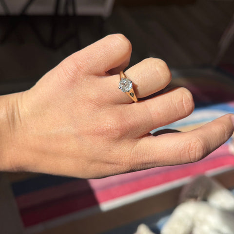 1.29ct GIA J VS2 antique style cushion cut diamond Abbot Kinney solitaire, platinum and 18K yellow gold – alternate view 2