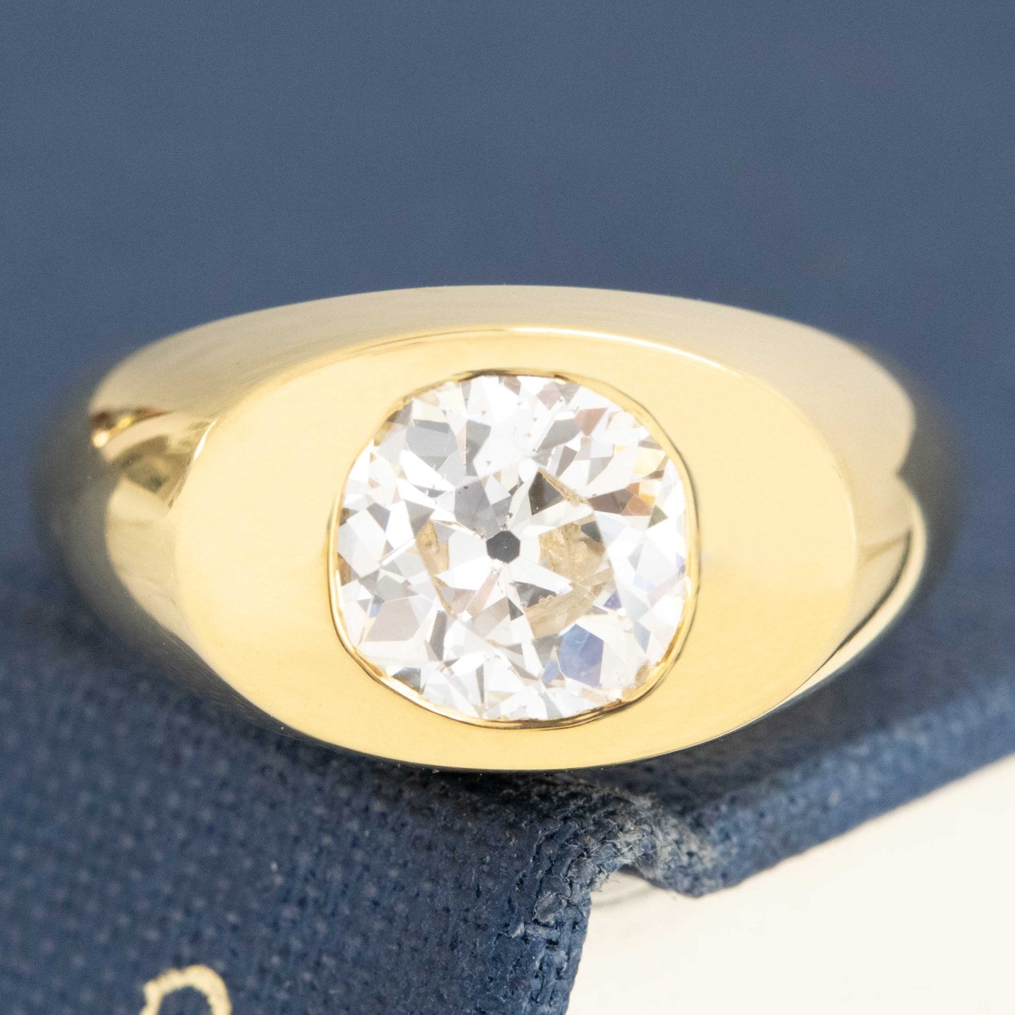 1.29ct Old Mine Cut Diamond Chunky Bezel Ring