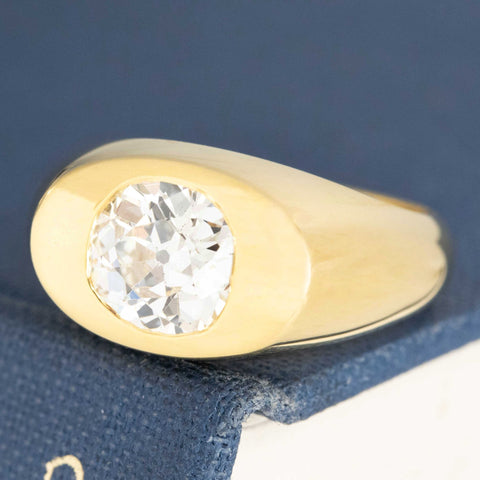 1.29ct Old Mine Cut Diamond Chunky Bezel Ring