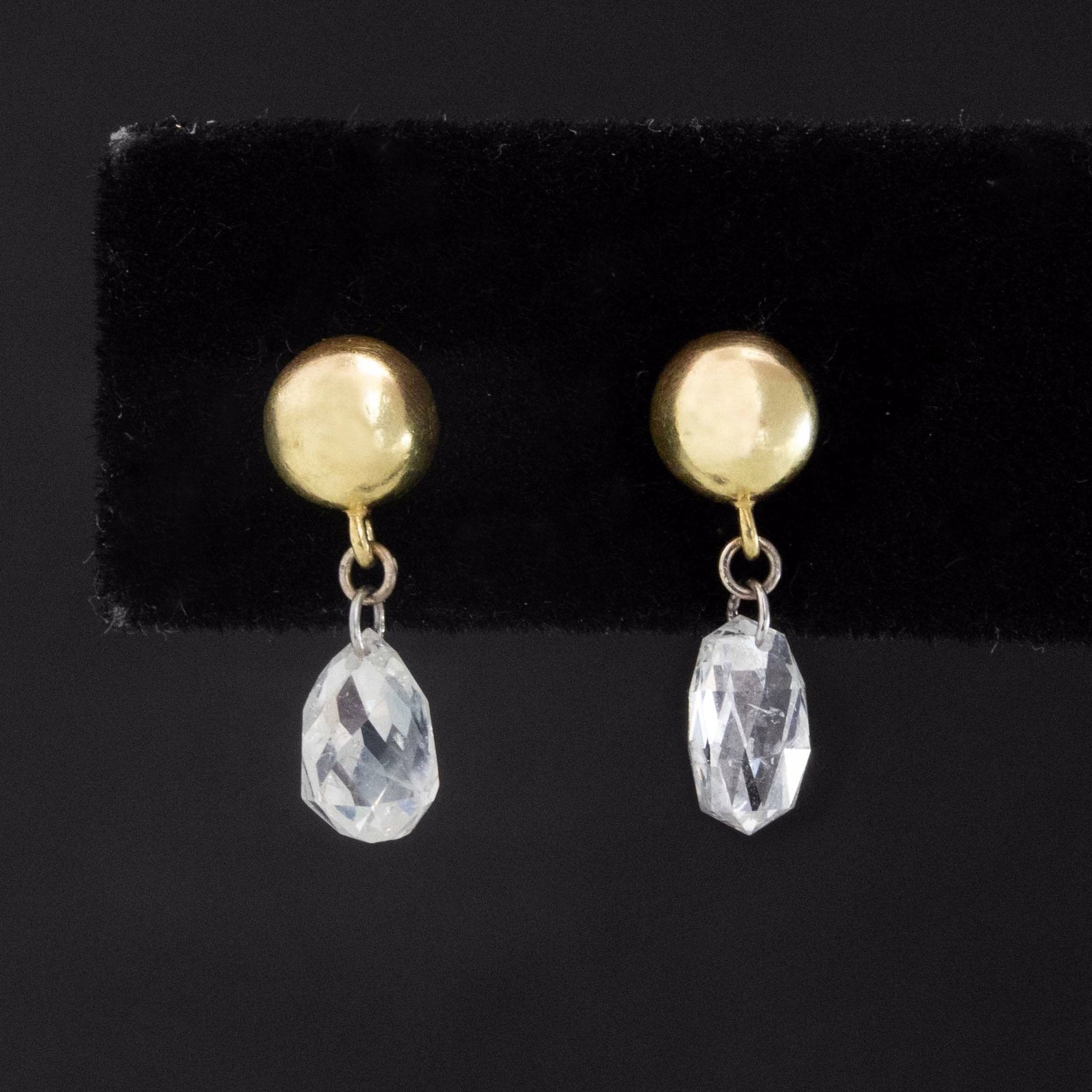 1.29ctw Briolette Cut Diamond Drop Earrings