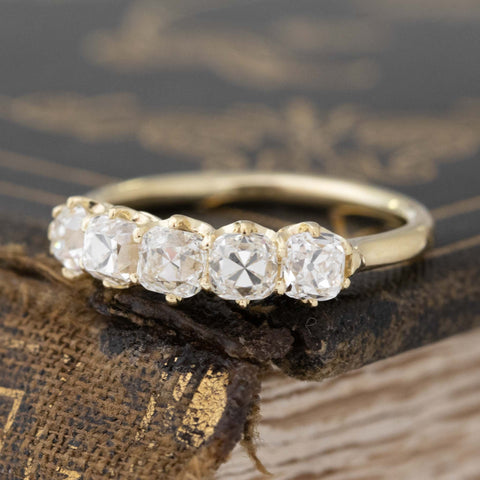 1.29ctw Old Mine Cut Diamond 5-Stone Band