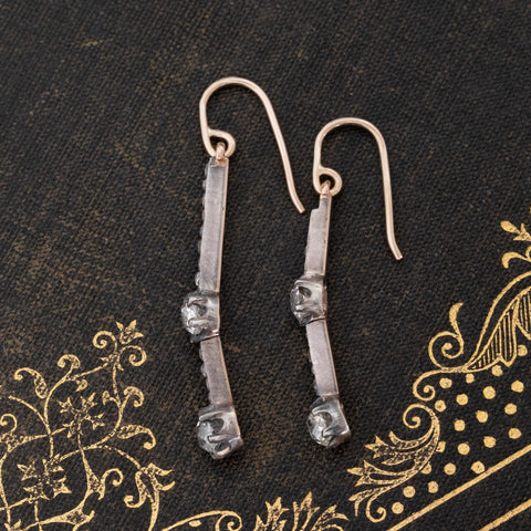 1.30ctw Antique Diamond Mismatched Conversion Drop Earrings