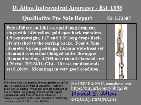 1.30ctw Antique Diamond Mismatched Conversion Drop Earrings