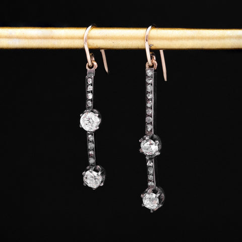 1.30ctw Antique Diamond Mismatched Conversion Drop Earrings
