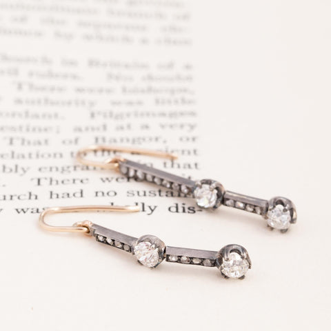 1.30ctw Antique Diamond Mismatched Conversion Drop Earrings