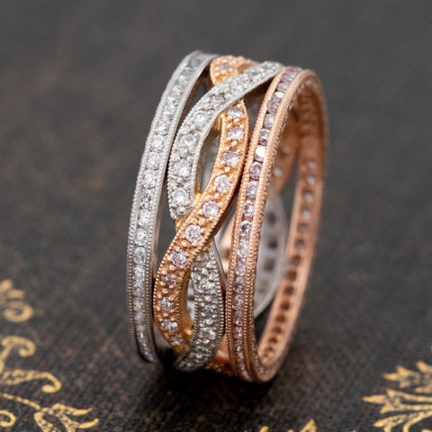 1.30ctw Fancy Pink and White Diamond Twist Band