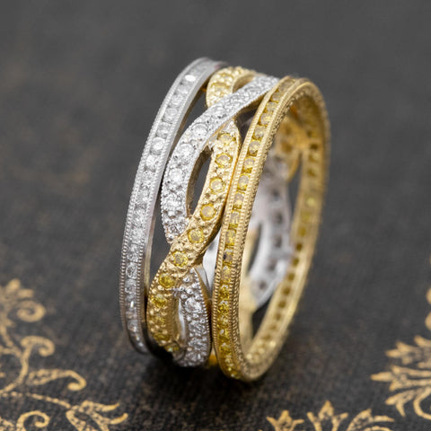 1.30ctw Fancy Yellow and White Diamond Twist Band