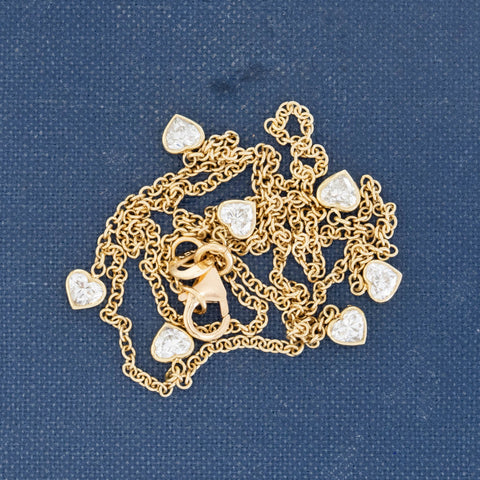 1.30ctw Heart Cut Diamond Bezel Station Necklace