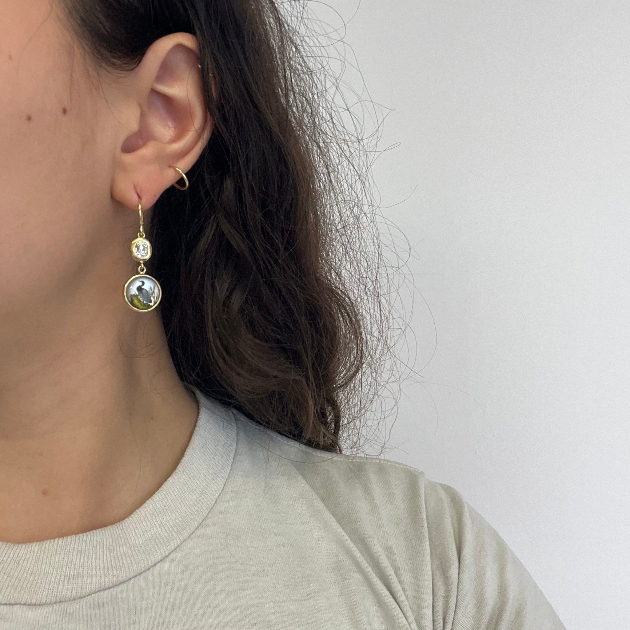 1.30ctw Old Mine Cut Diamond Crystal Bird Earrings by Tiffany and Co.