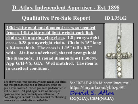 1.30ctw Round Brilliant Cut Diamond Cross Pendant