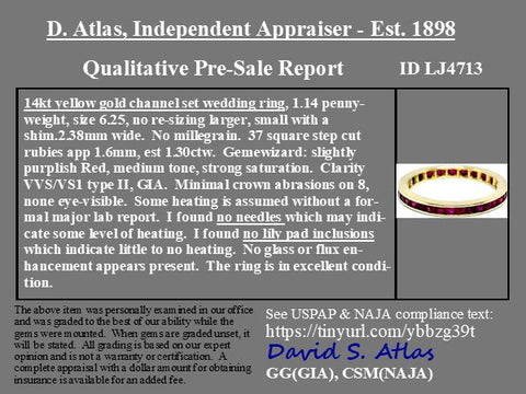 1.30ctw Ruby Step Cut Eternity Band