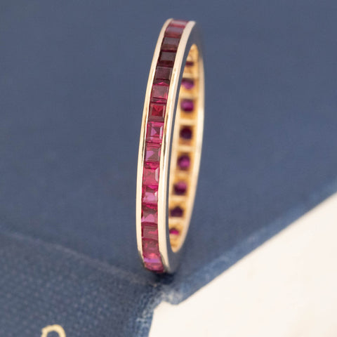 1.30ctw Ruby Step Cut Eternity Band