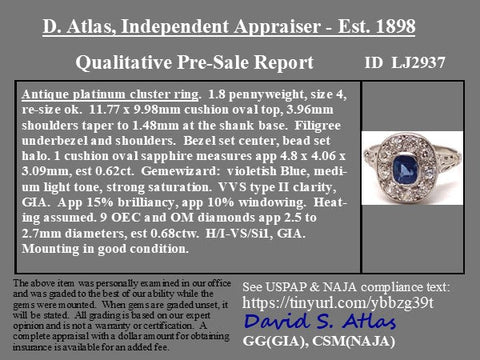 1.30ctw Sapphire & Old European Cut Diamond Cluster Ring