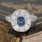 1.30ctw Sapphire & Old European Cut Diamond Cluster Ring