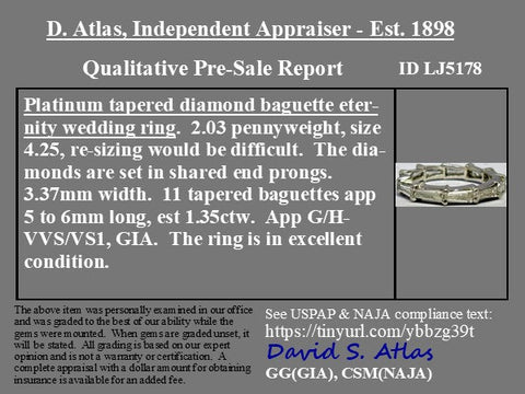 1.30ctw Vintage Tapered Baguette Eternity Band