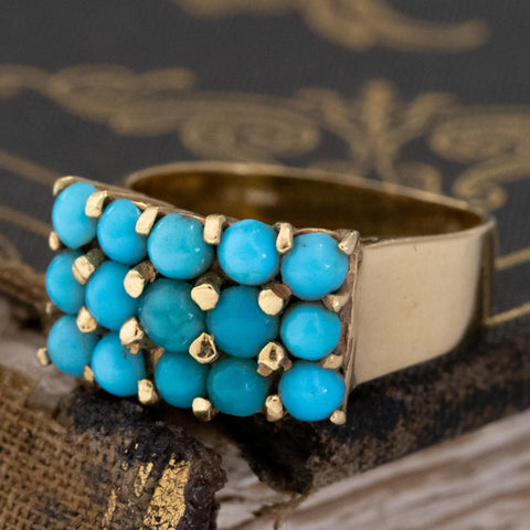 1.30ctw Vintage Turqouise Triple Row Ring