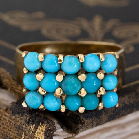 1.30ctw Vintage Turqouise Triple Row Ring