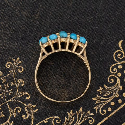 1.30ctw Vintage Turqouise Triple Row Ring