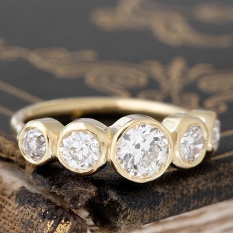 1.31ctw Old European Cut Diamond Graduated Bezel Band
