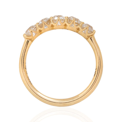 1.31ctw Old Mine Cut Diamond 5-Stone Band
