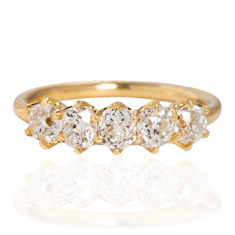 1.31ctw Old Mine Cut Diamond 5-Stone Band