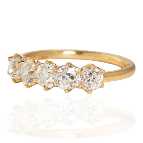 1.31ctw Old Mine Cut Diamond 5-Stone Band