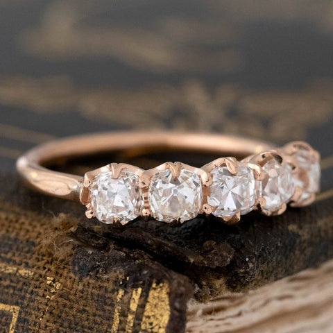 1.31ctw Old Mine Cut Diamond 5-Stone Band