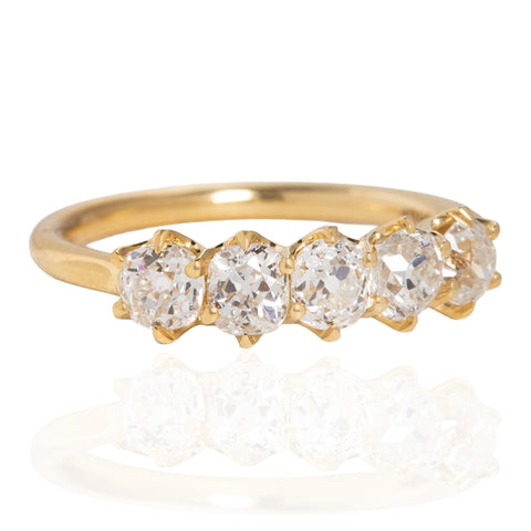 1.31ctw Old Mine Cut Diamond 5-Stone Band