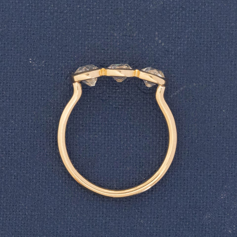 1.31ctw Old Mine Cut Diamond Bezel Trilogy Ring