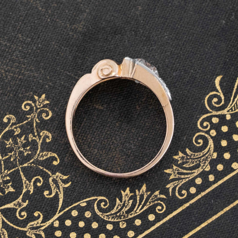1.31ctw Retro Art Old European Cut Diamond & Sapphire Ring
