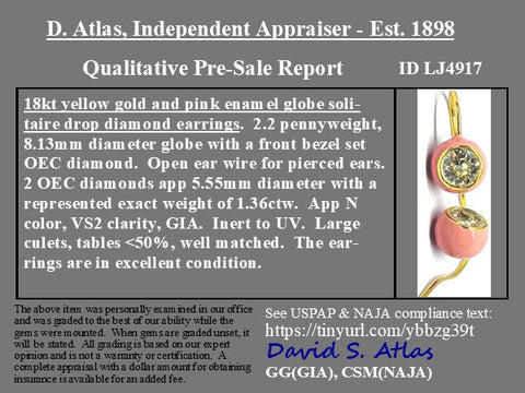 1.32ctw Old European Cut Diamond "Dot" Earrings