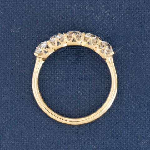 1.32ctw Old Mine Cut Diamond 5-Stone Half-Hoop Band