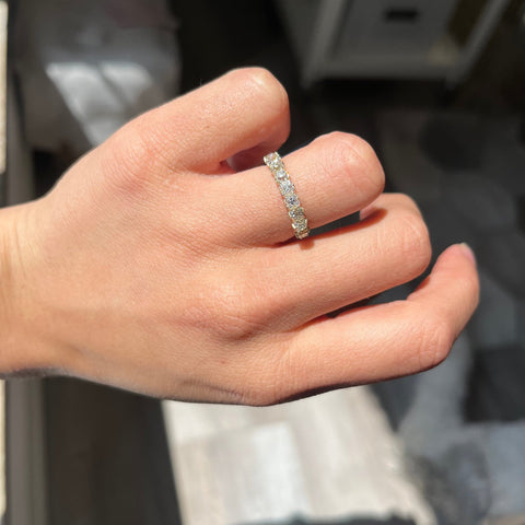 1.33ctw Old Mine Cut Diamond 9-Stone Half-Hoop Band