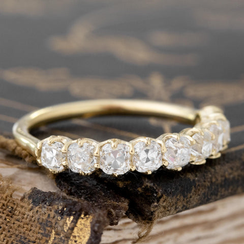 1.33ctw Old Mine Cut Diamond 9-Stone Half-Hoop Band