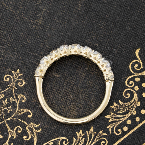 1.33ctw Old Mine Cut Diamond 9-Stone Half-Hoop Band