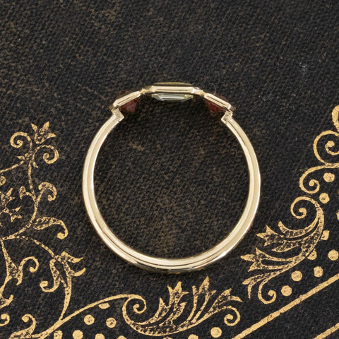 1.33ctw Portrait Cut Diamond & Sapphire Trilogy Ring