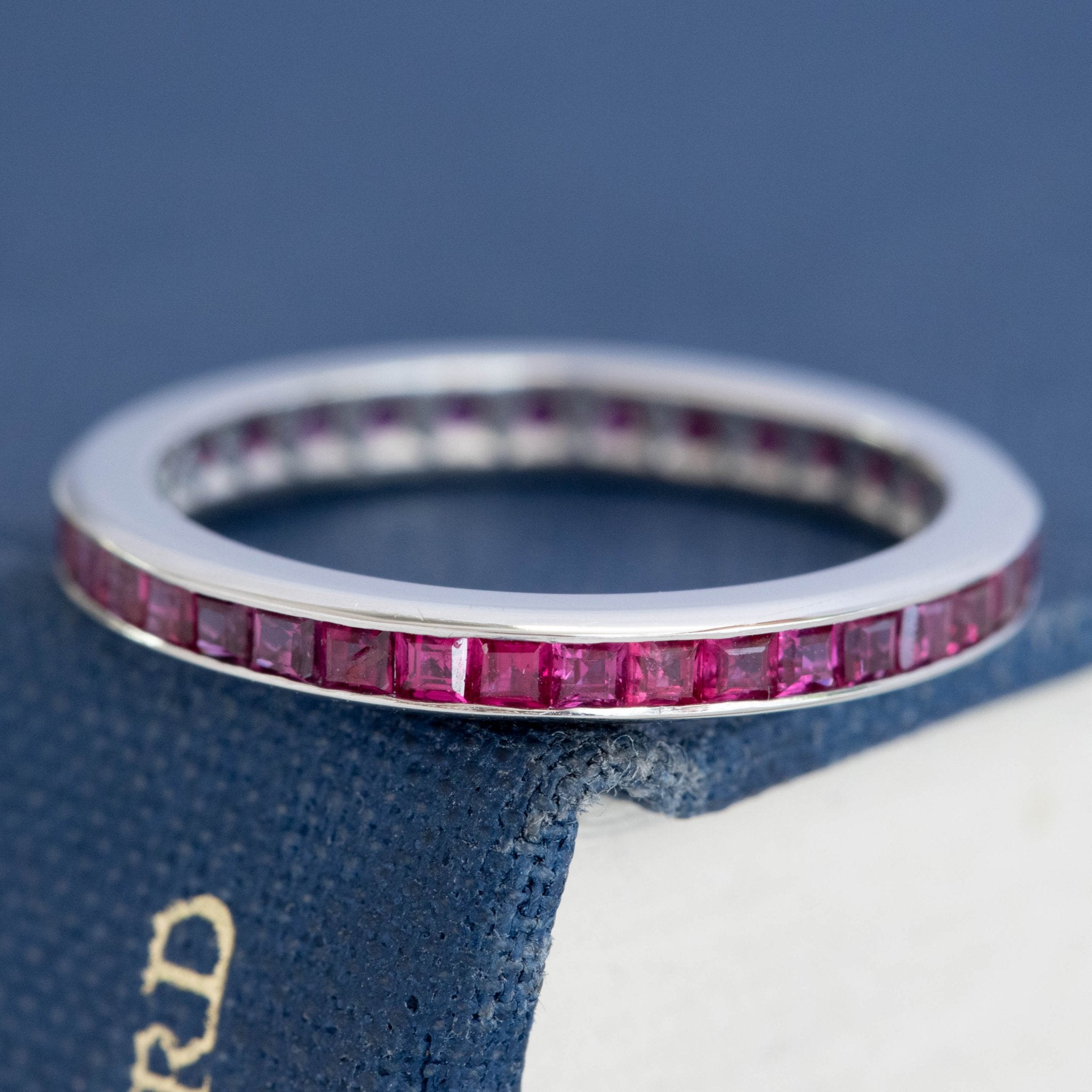 1.33ctw Vintage Ruby Step Cut Eternity Band