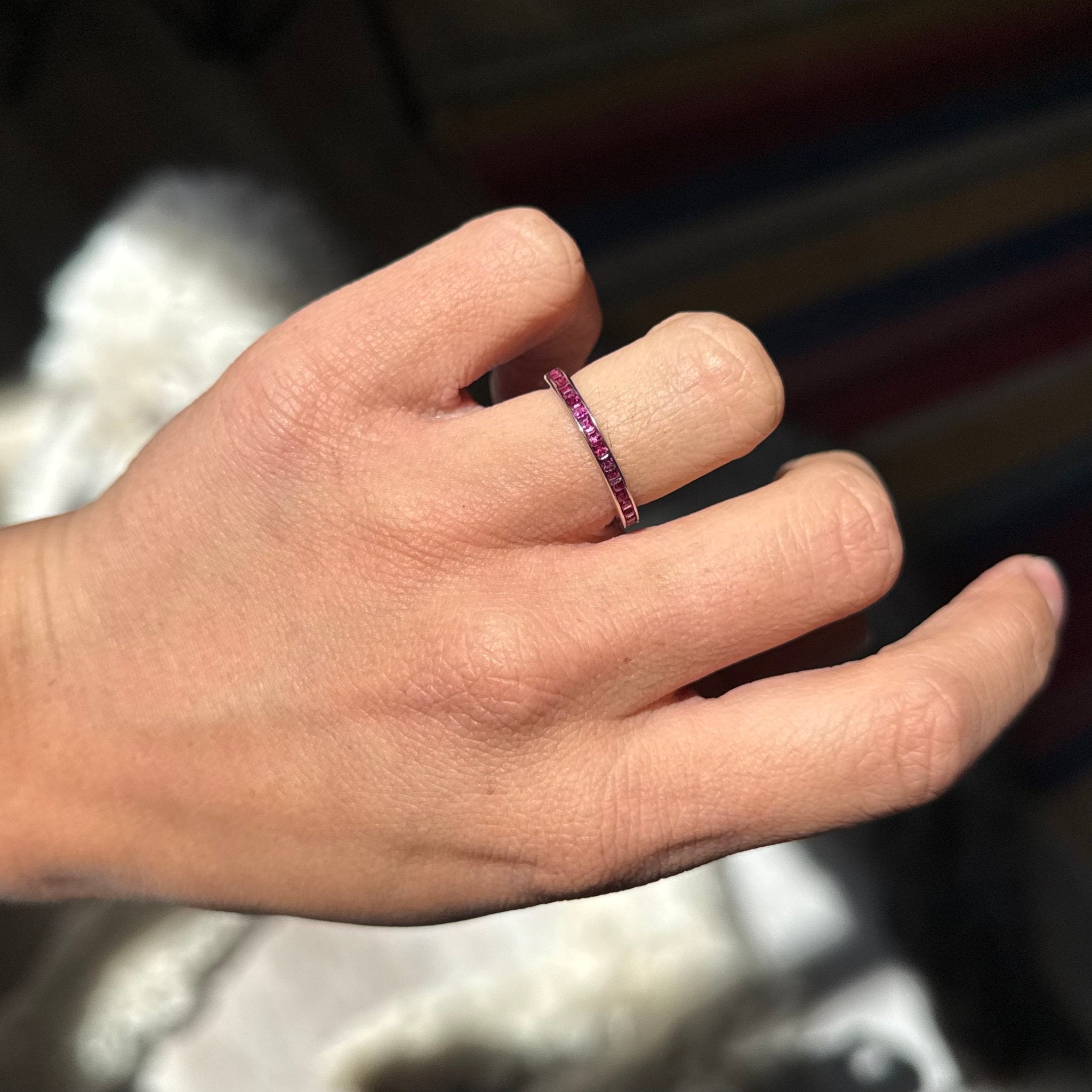 1.33ctw Vintage Ruby Step Cut Eternity Band