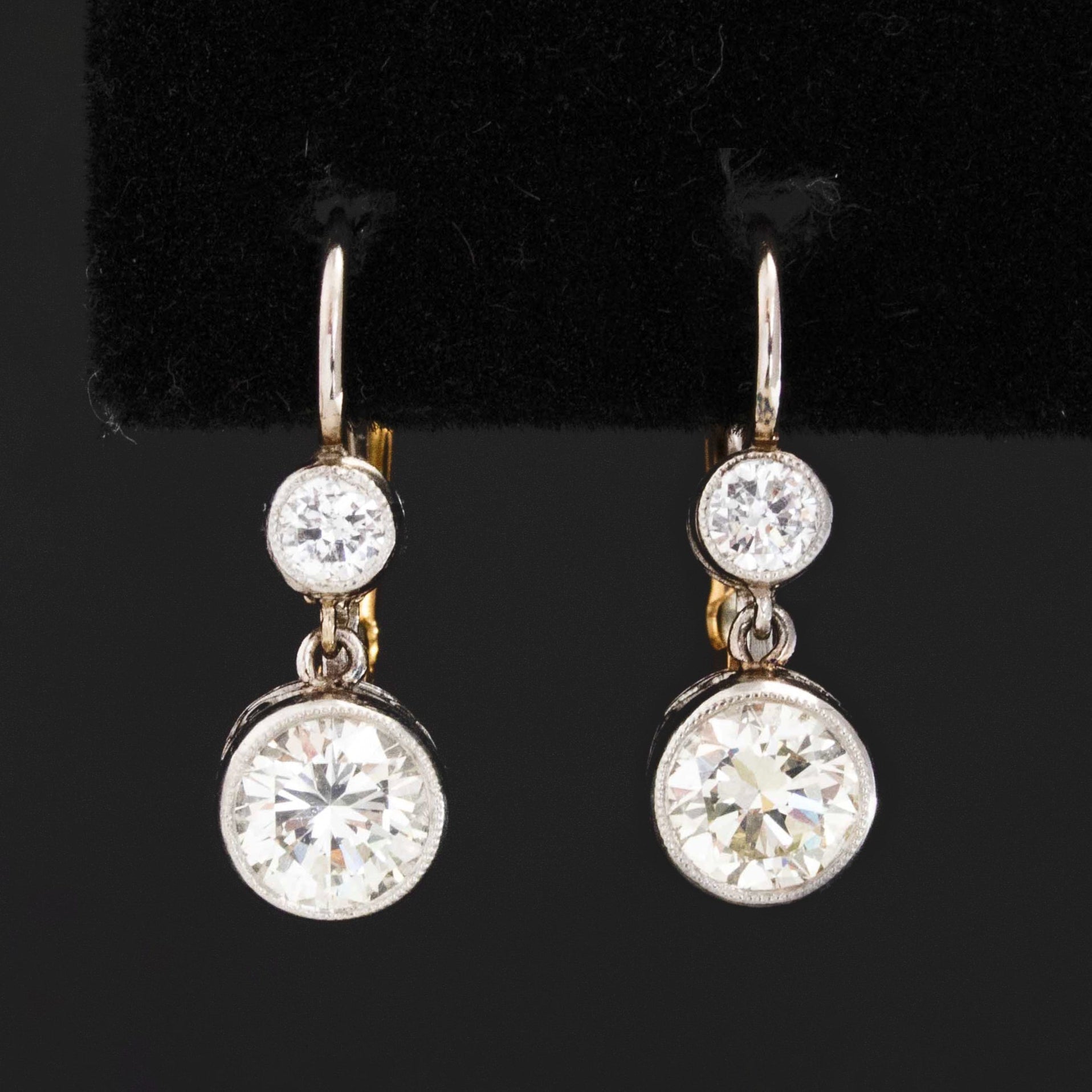 1.35ctw Antique-Inspired Transitional Cut Diamond Dormeuse Earrings